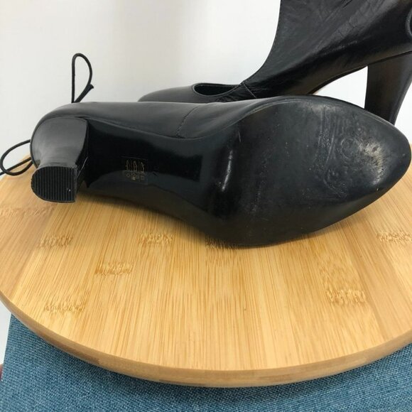 Friis and Company Black leather round toe tie front heels size 6.5 (EU 37) - Picture 2 of 14